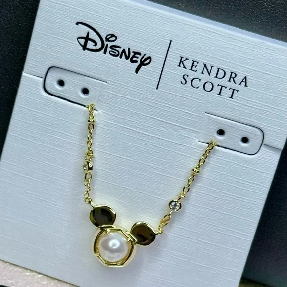 Kendra Scott Disney Mickey Mouse Gold Necklace with Pearl Center - Picture 2 of 3